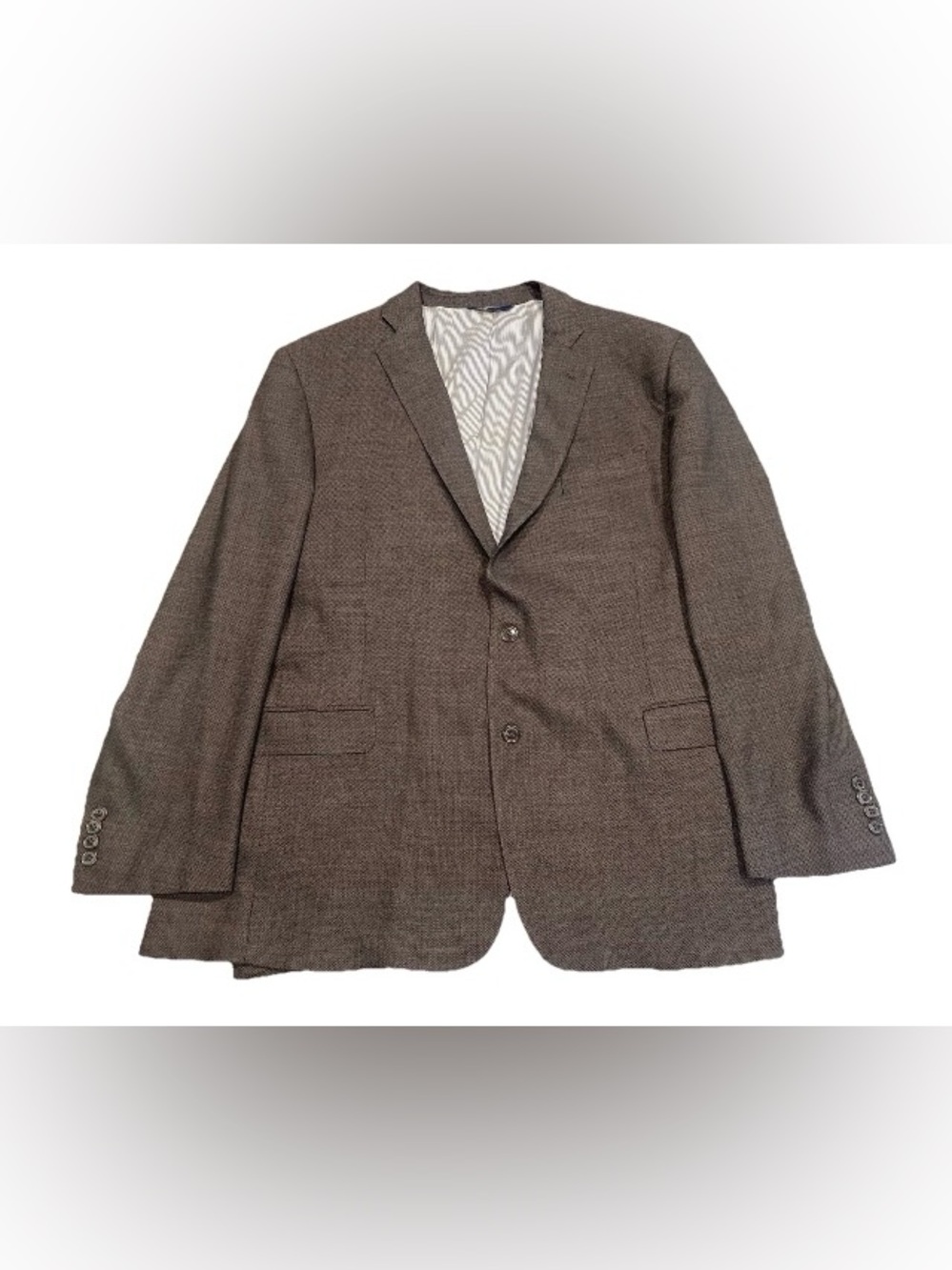 Brooks Brothers Mens Gray 46R Wool Blend Herringbone Sport Coat def. on sleeve